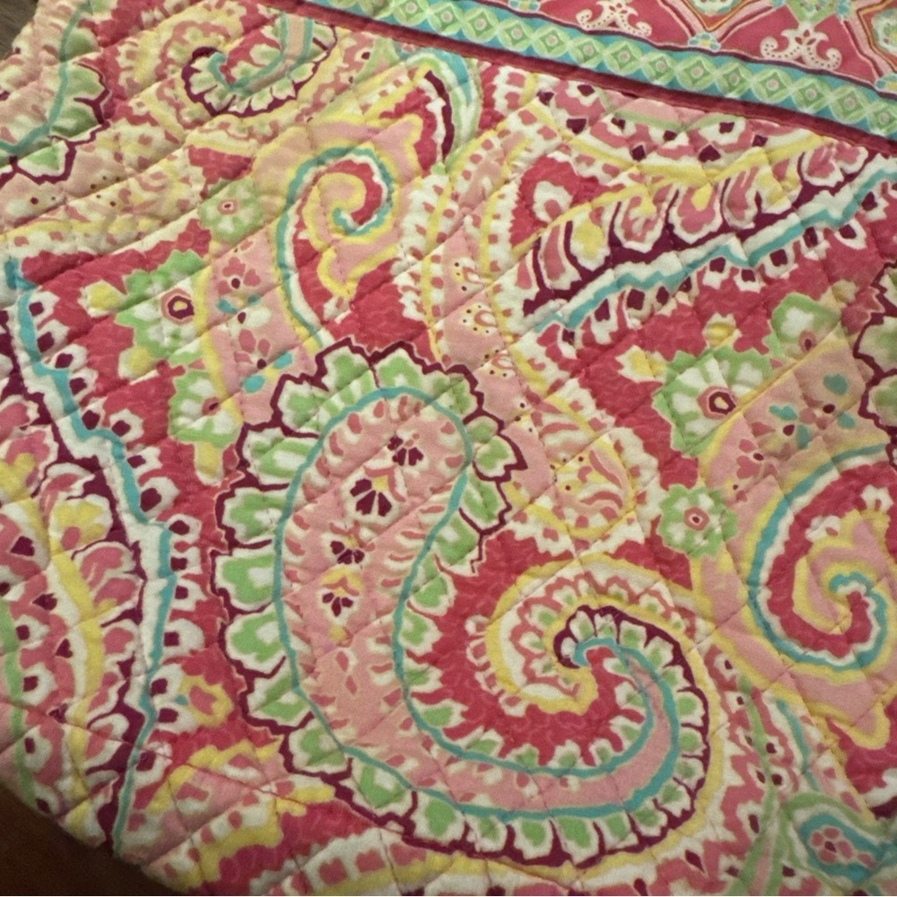Vera Bradley Pink Paisley Floral Print Shoulder Purse Medium Size Bag Tote - Picture 2 of 6